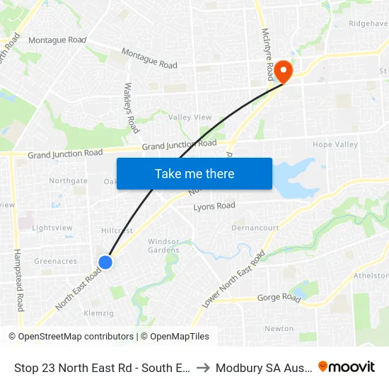 Stop 23 North East Rd - South East side to Modbury SA Australia map