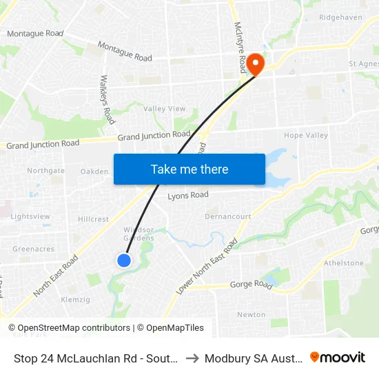 Stop 24 McLauchlan Rd - South side to Modbury SA Australia map