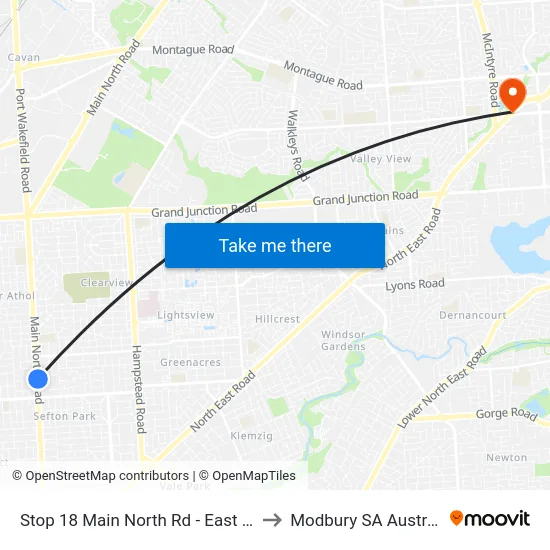 Stop 18 Main North Rd - East side to Modbury SA Australia map