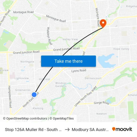 Stop 126A Muller Rd - South side to Modbury SA Australia map
