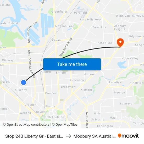 Stop 24B Liberty Gr - East side to Modbury SA Australia map