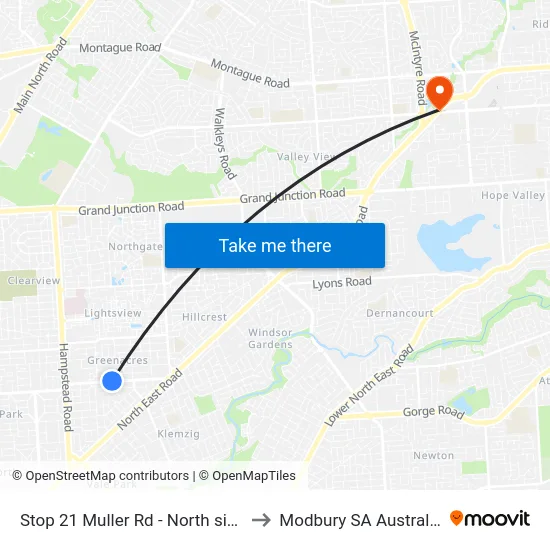 Stop 21 Muller Rd - North side to Modbury SA Australia map