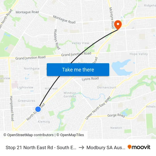 Stop 21 North East Rd - South East side to Modbury SA Australia map