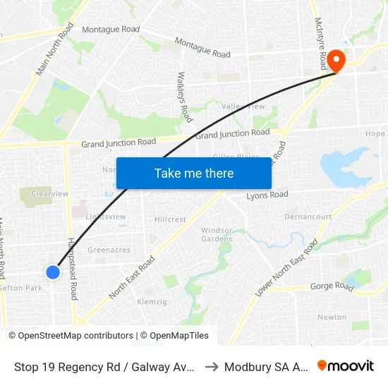 Stop 19 Regency Rd / Galway Ave - South side to Modbury SA Australia map