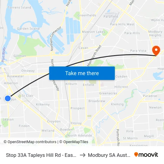 Stop 33A Tapleys Hill Rd - East side to Modbury SA Australia map