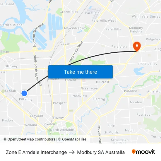 Zone E Arndale Interchange to Modbury SA Australia map