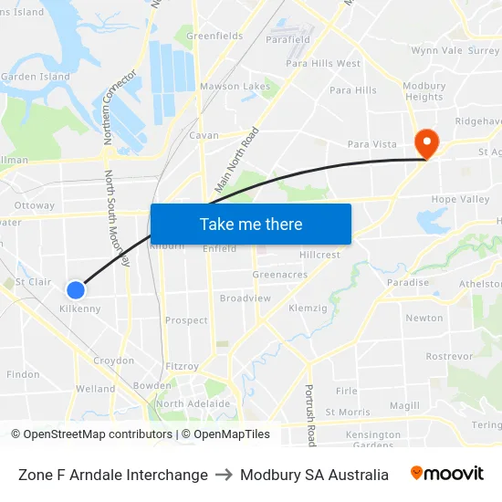 Zone F Arndale Interchange to Modbury SA Australia map