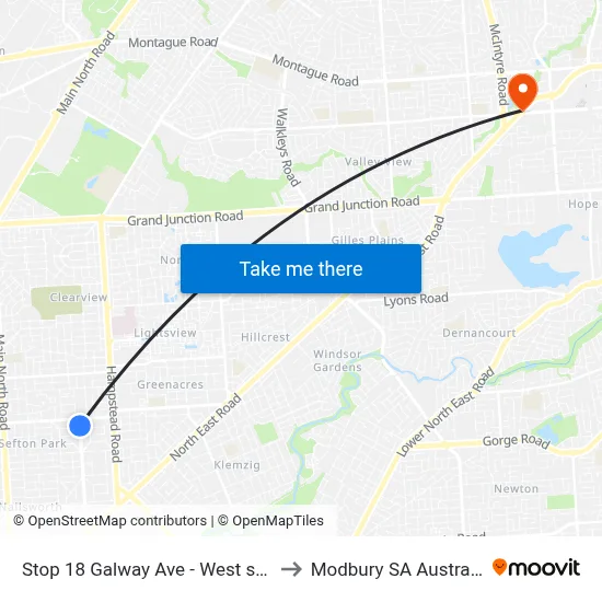 Stop 18 Galway Ave - West side to Modbury SA Australia map