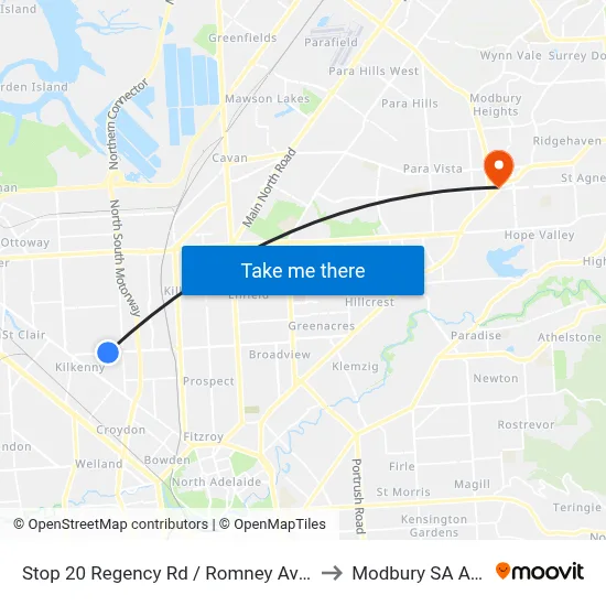 Stop 20 Regency Rd / Romney Ave - North side to Modbury SA Australia map