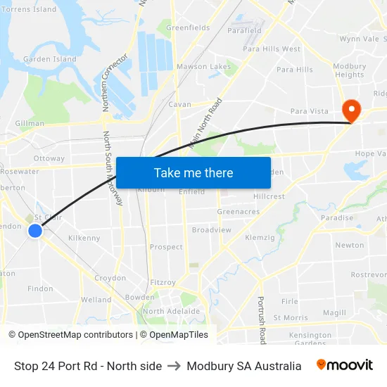 Stop 24 Port Rd - North side to Modbury SA Australia map