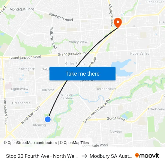 Stop 20 Fourth Ave - North West side to Modbury SA Australia map