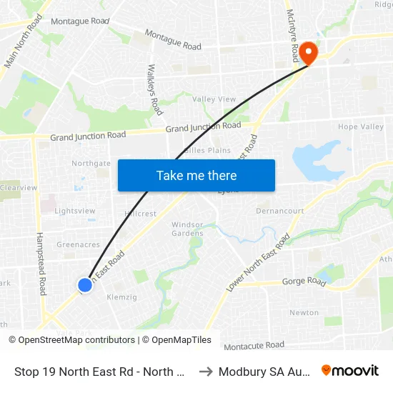 Stop 19 North East Rd - North West side to Modbury SA Australia map