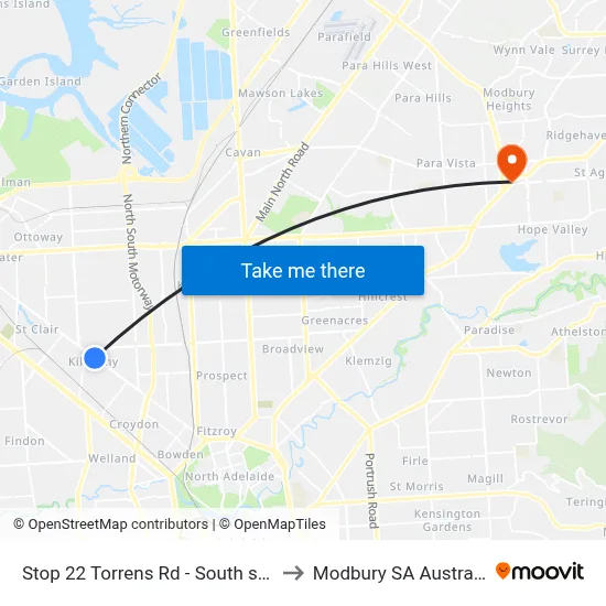 Stop 22 Torrens Rd - South side to Modbury SA Australia map