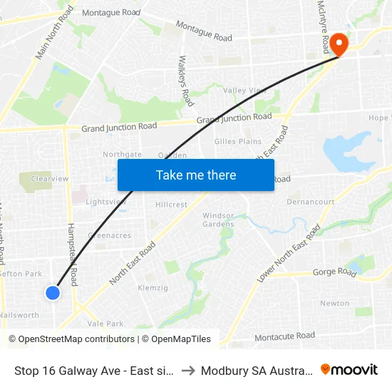 Stop 16 Galway Ave - East side to Modbury SA Australia map