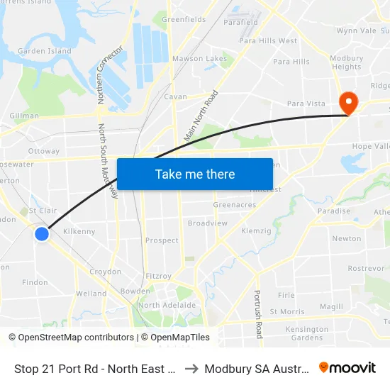 Stop 21 Port Rd - North East side to Modbury SA Australia map