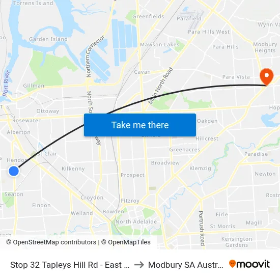 Stop 32 Tapleys Hill Rd - East side to Modbury SA Australia map