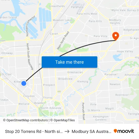 Stop 20 Torrens Rd - North side to Modbury SA Australia map