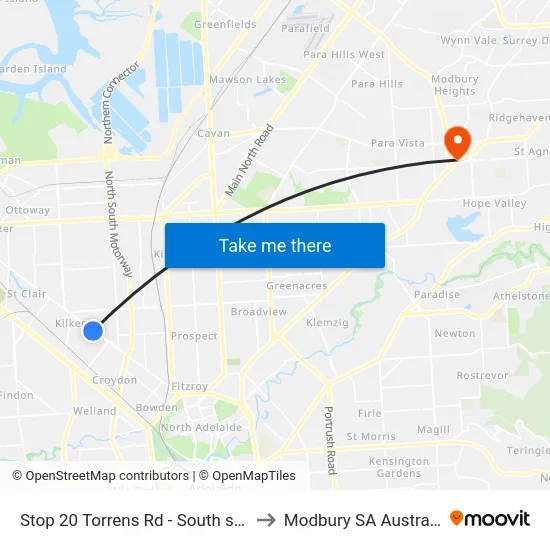 Stop 20 Torrens Rd - South side to Modbury SA Australia map
