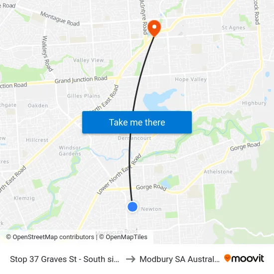 Stop 37 Graves St - South side to Modbury SA Australia map