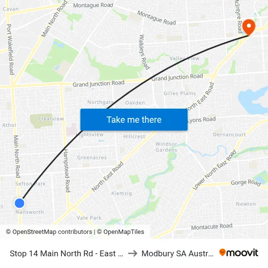 Stop 14 Main North Rd - East side to Modbury SA Australia map