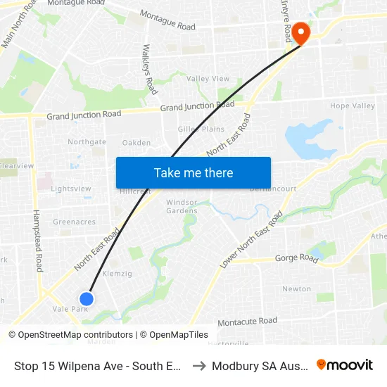 Stop 15 Wilpena Ave - South East side to Modbury SA Australia map