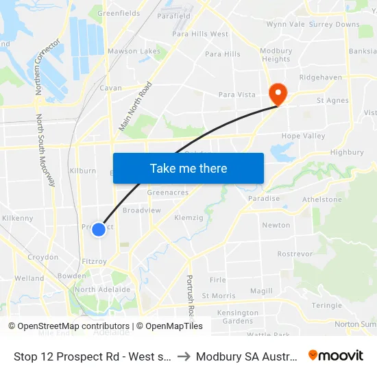 Stop 12 Prospect Rd - West side to Modbury SA Australia map
