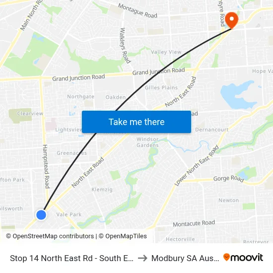 Stop 14 North East Rd - South East side to Modbury SA Australia map