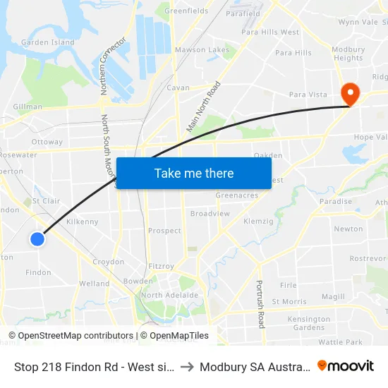 Stop 218 Findon Rd - West side to Modbury SA Australia map