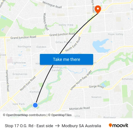 Stop 17 O.G. Rd - East side to Modbury SA Australia map