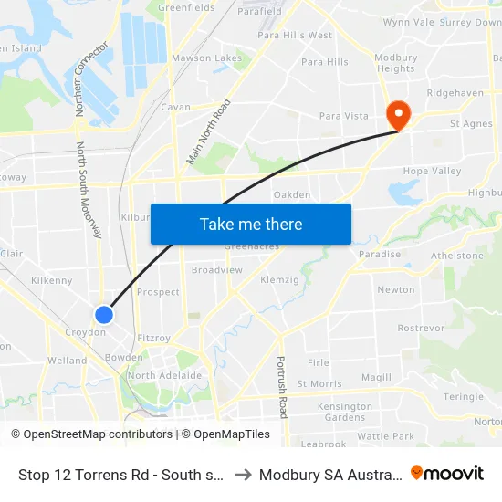 Stop 12 Torrens Rd - South side to Modbury SA Australia map