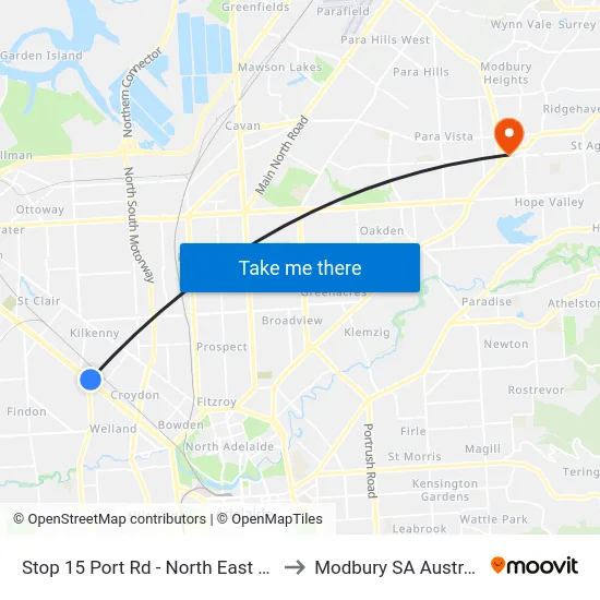 Stop 15 Port Rd - North East side to Modbury SA Australia map