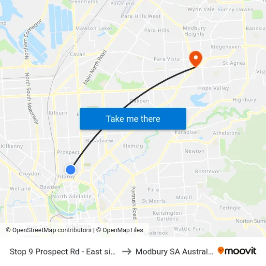 Stop 9 Prospect Rd - East side to Modbury SA Australia map