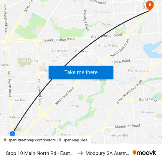 Stop 10 Main North Rd - East side to Modbury SA Australia map