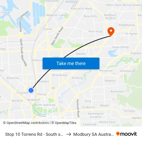 Stop 10 Torrens Rd - South side to Modbury SA Australia map