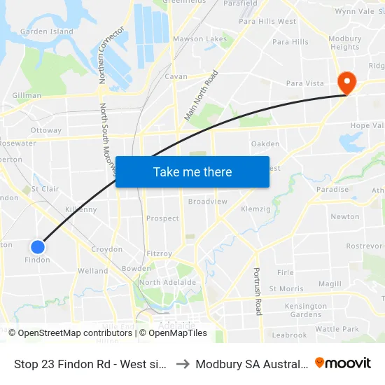Stop 23 Findon Rd - West side to Modbury SA Australia map