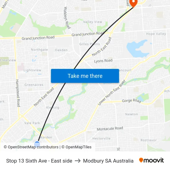 Stop 13 Sixth Ave - East side to Modbury SA Australia map