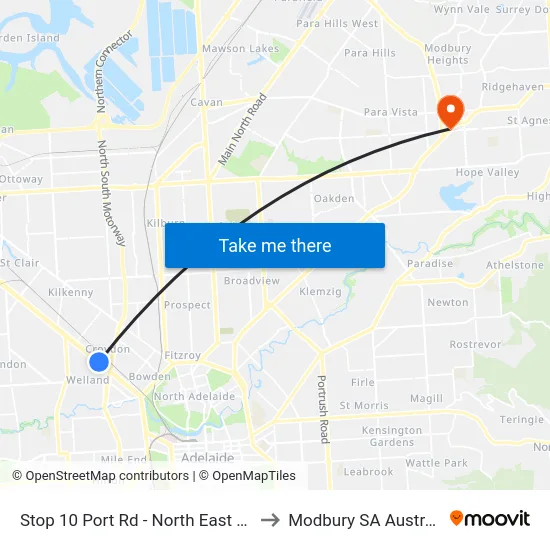 Stop 10 Port Rd - North East side to Modbury SA Australia map