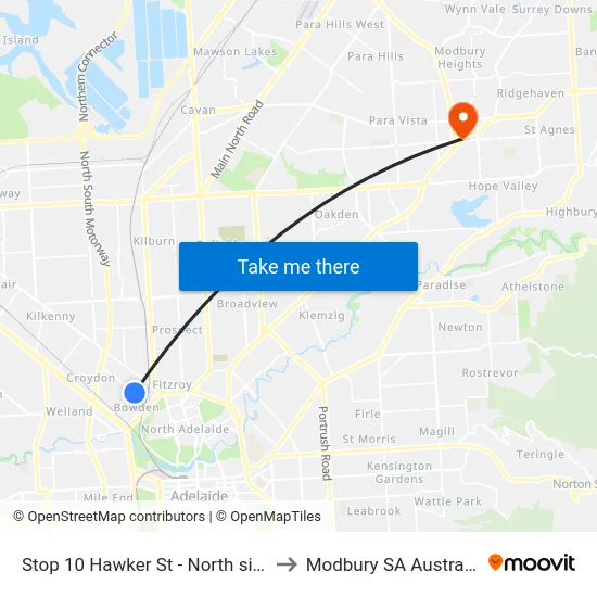 Stop 10 Hawker St - North side to Modbury SA Australia map