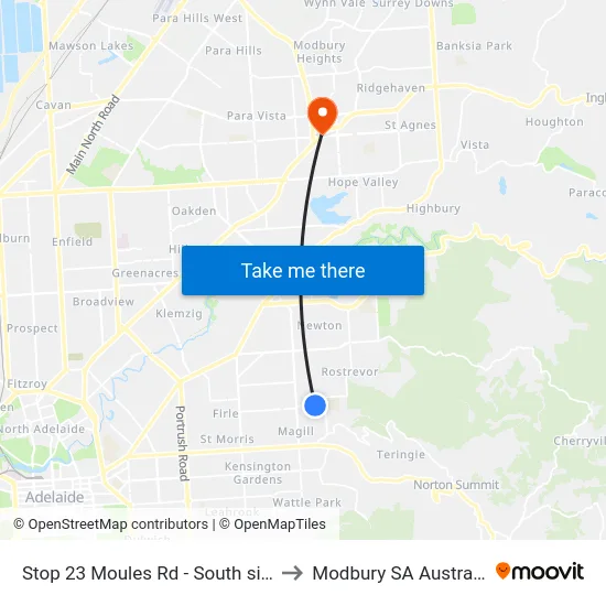 Stop 23 Moules Rd - South side to Modbury SA Australia map