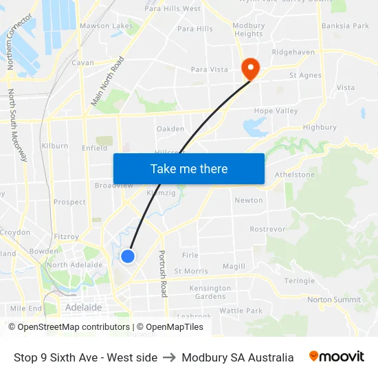 Stop 9 Sixth Ave - West side to Modbury SA Australia map