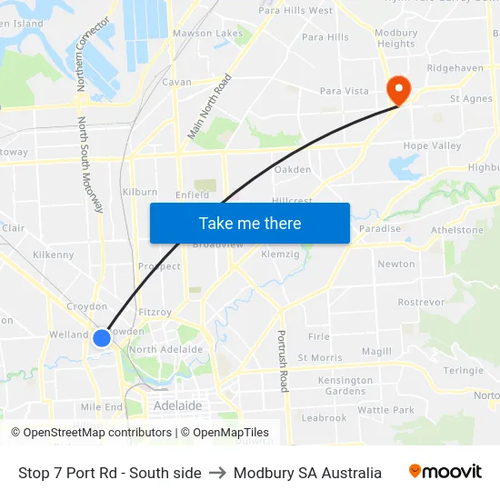 Stop 7 Port Rd - South side to Modbury SA Australia map
