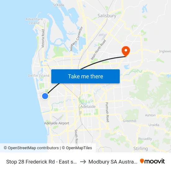 Stop 28 Frederick Rd - East side to Modbury SA Australia map