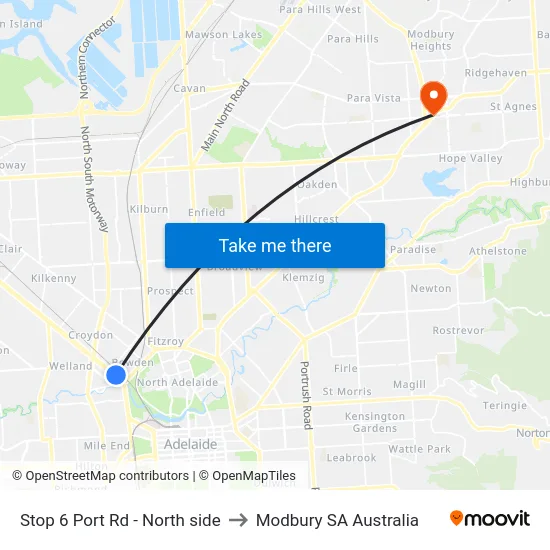 Stop 6 Port Rd - North side to Modbury SA Australia map