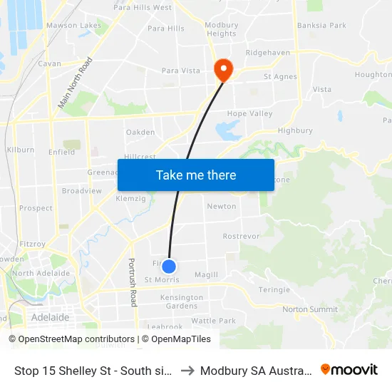 Stop 15 Shelley St - South side to Modbury SA Australia map