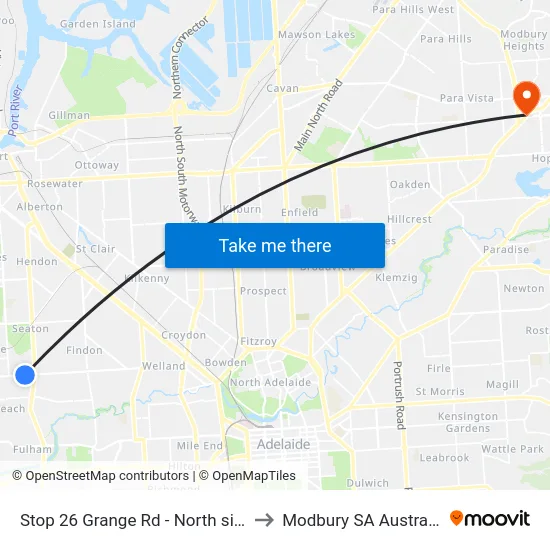 Stop 26 Grange Rd - North side to Modbury SA Australia map