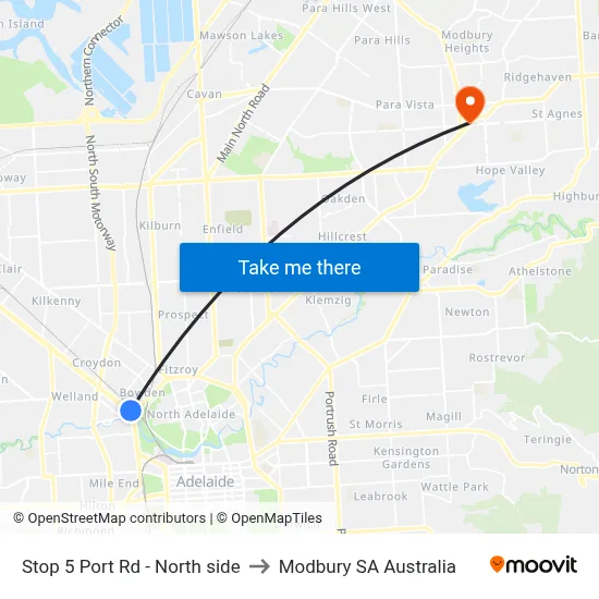 Stop 5 Port Rd - North side to Modbury SA Australia map