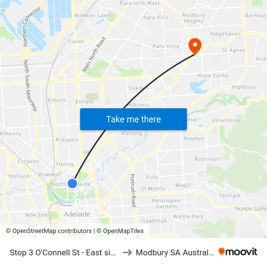 Stop 3 O'Connell St - East side to Modbury SA Australia map