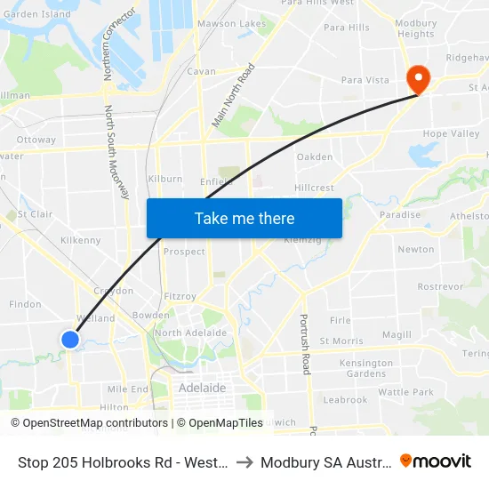 Stop 205 Holbrooks Rd - West side to Modbury SA Australia map