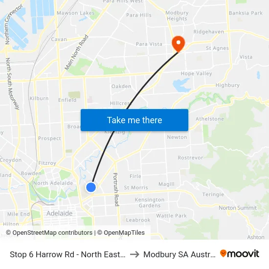 Stop 6 Harrow Rd - North East side to Modbury SA Australia map