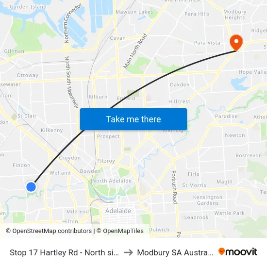 Stop 17 Hartley Rd - North side to Modbury SA Australia map